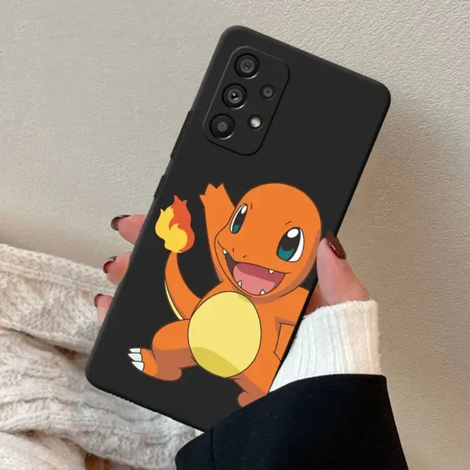 Trendy silikonový černý kryt s motivy oblíbených Pokémon pro telefony Samsung