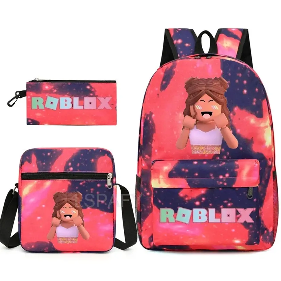 Stylový školní set pro děti - Batoh, penál, taška přes rameno v různých motivech Roblox