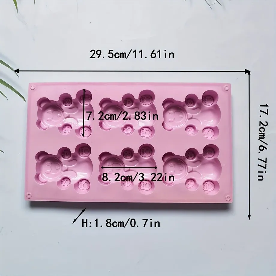 Forma na čokoládu s roztomilými medvídky - 3D silikonová forma se 6 motivy