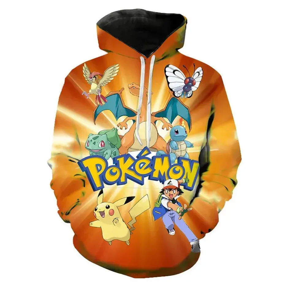 Stylová unisex mikina s klokánkou a potiskem Pokémon Pikachu