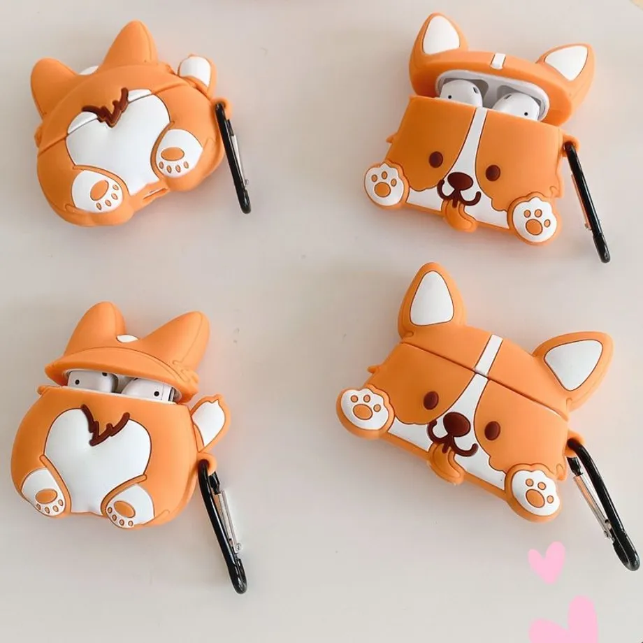 Roztomilé pouzdro na sluchátka Airpods - psík Corgi