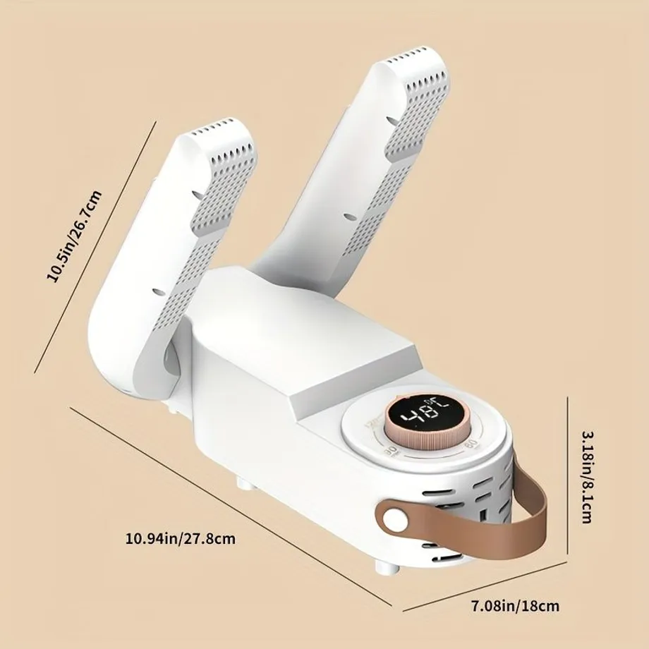 Sušič obuvi 3v1 - přenosný a skládací s časovačem, 3 stupně - na boty, lyžařské boty, ponožky - na doma i na cesty