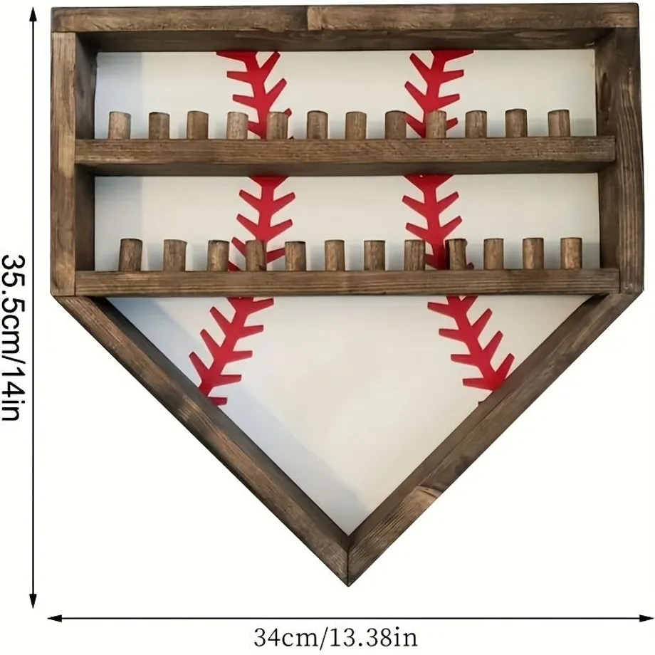 Úložný box na baseballové pálky ve stylu retro a držák na baseballové prsteny