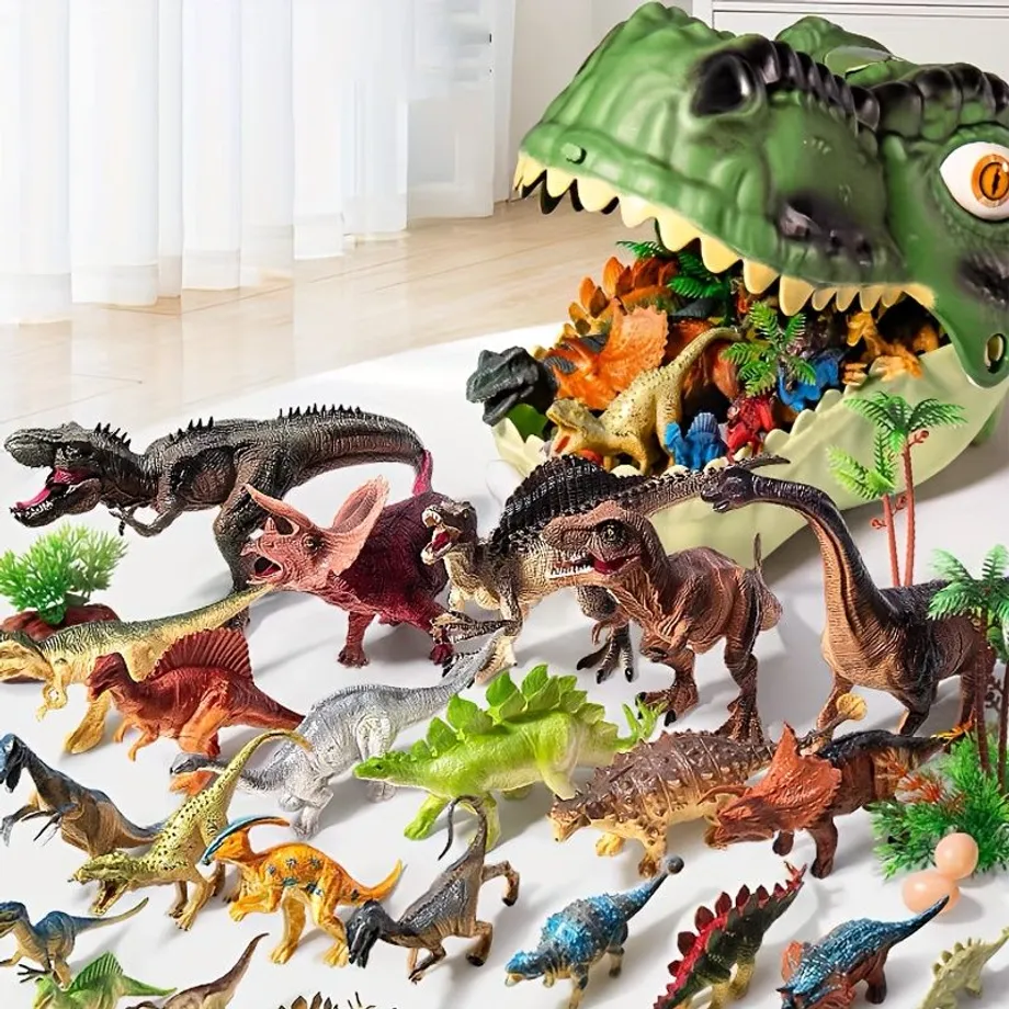 Obří hlava T-Rexa - Dino Model s úložným boxem - Plastiková simulace pro děti & kluky