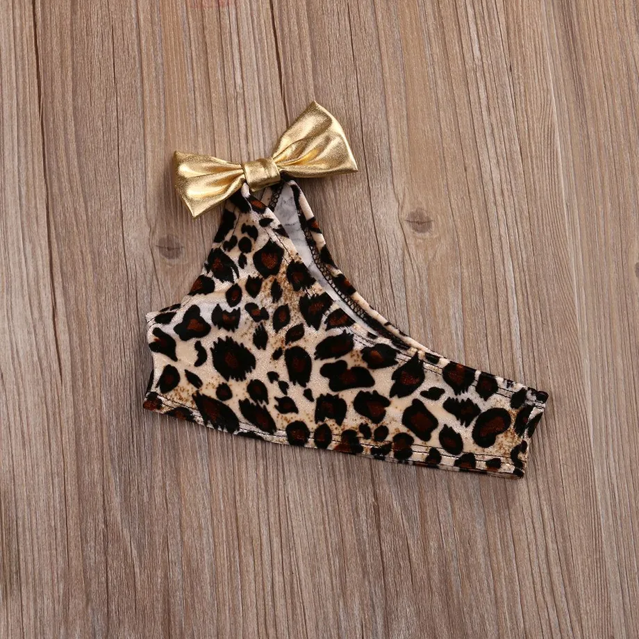 Dívčí trendy leopardí bikiny s čelenkou