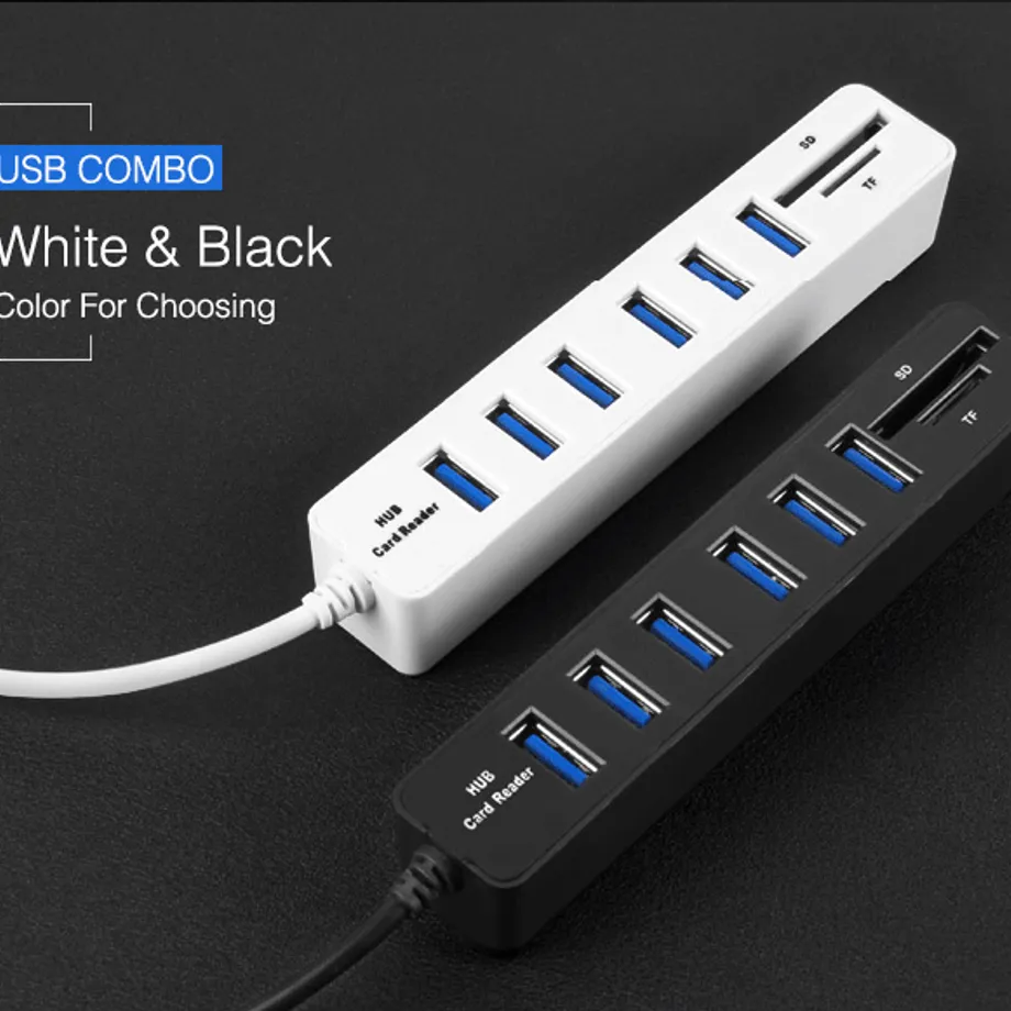 Vysokorychlostní rozbočovač USB HUB 2 v 1 Čtečka karet SD - 2 barvy