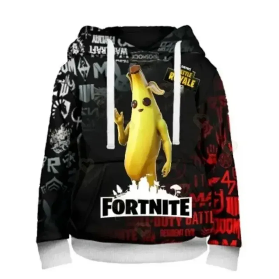 Stylová unisex mikina s kapucí a motivem postav z oblíbené hry Fortnite