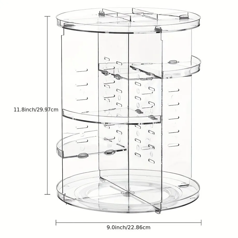 1ks Otočný organizér na líčidla 360° - Úložný box na kosmetiku do koupelny