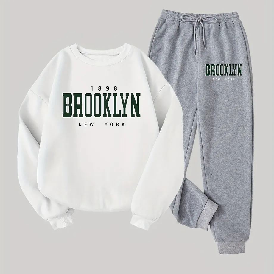 Brooklyn Dvoudílná sada: Ležérní mikina s dlouhým rukávem a joggersy s šňůrkou, Dámské oblečení