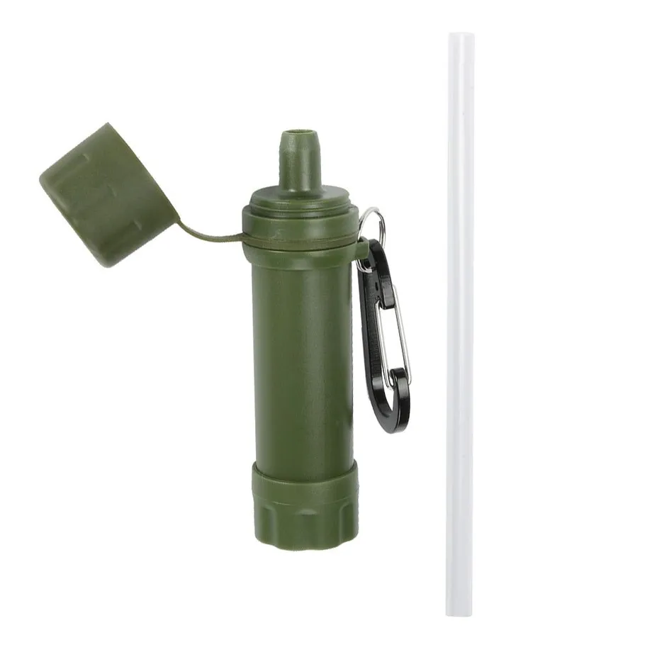 Venkovní pitná voda Filtrační nástroje Hiking Survival Water Purifier w / Straw pro nouzové kempování Hiking Backpack Survival Tool