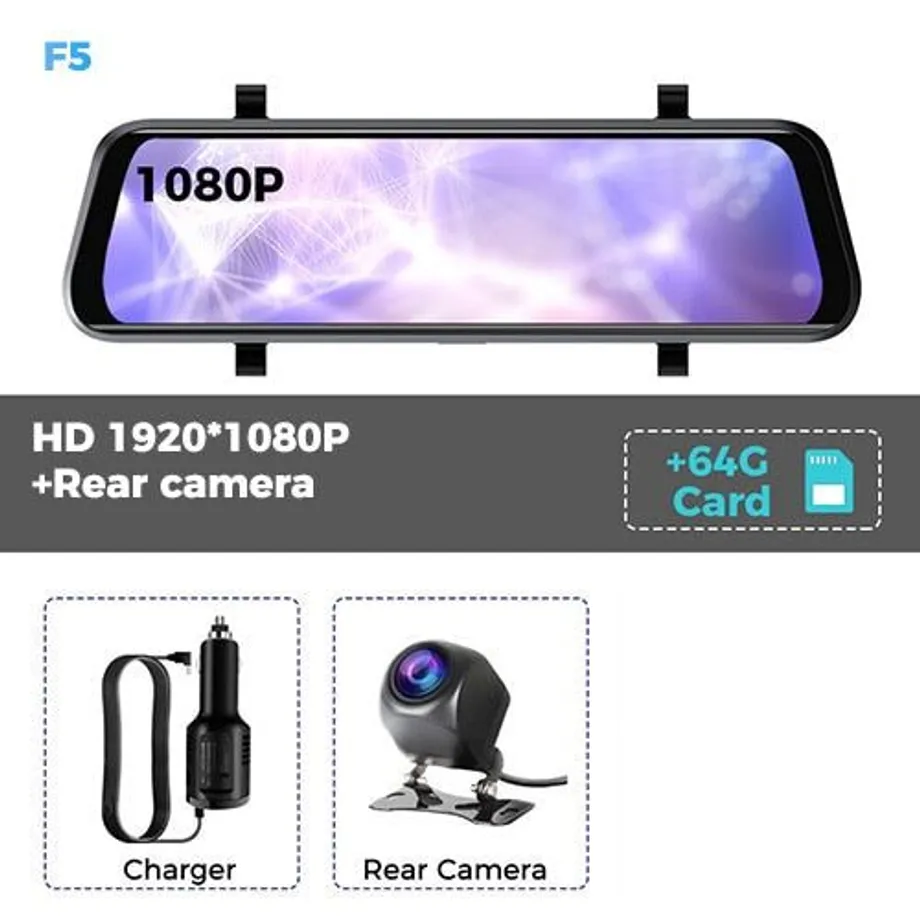 Záznamník zpětného zrcátka do auta 2,5K Video 10palcový Dash Cam Sony Lens Ultra HD 2560*1440P Kamera Streamování zpětného zrcátka