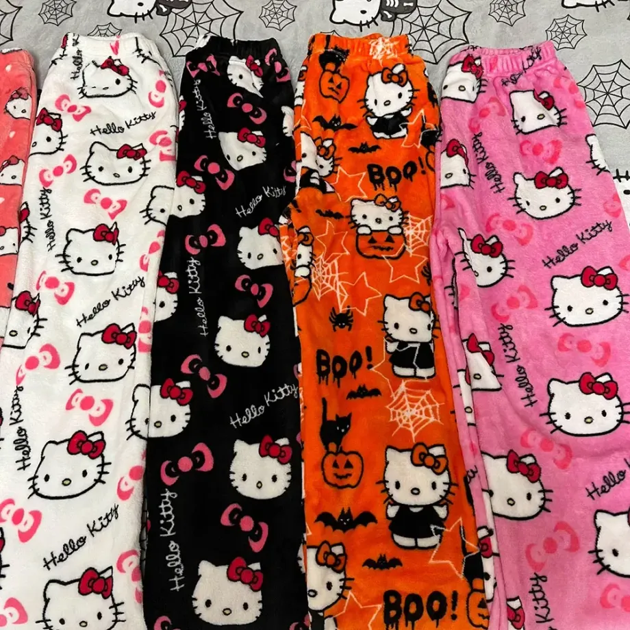 Dámské pyžamové kalhoty Hello Kitty z flanelu