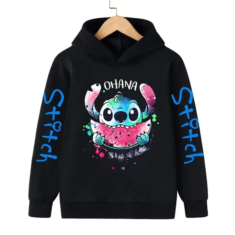 Dětská mikina s kapucí a roztomilým potiskem Stitch