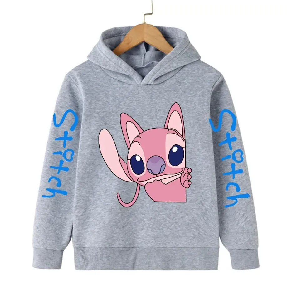 Dětská mikina s kapucí a roztomilým potiskem Stitch