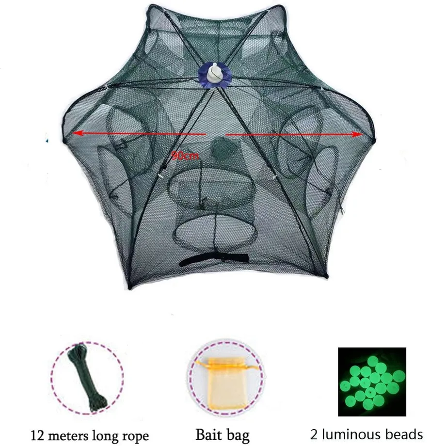 4-20 otvorů Skládací přenosná šestihranná síť Rybářská síť Casting Crayfish Catcher Fish Trap Shrimp Catcher Tank Cage Net