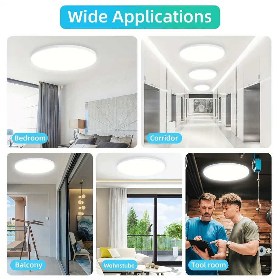 2ks LED Stropní Svítidlo, 24W 6000K Kulaté Moderní Stropní Svítidlo Do Ložnice, Vodotěsné Stropní Svítidlo IP54, Do Obývacího Pokoje Ložnice Kuchyňská Chodba Balkon Restaurace