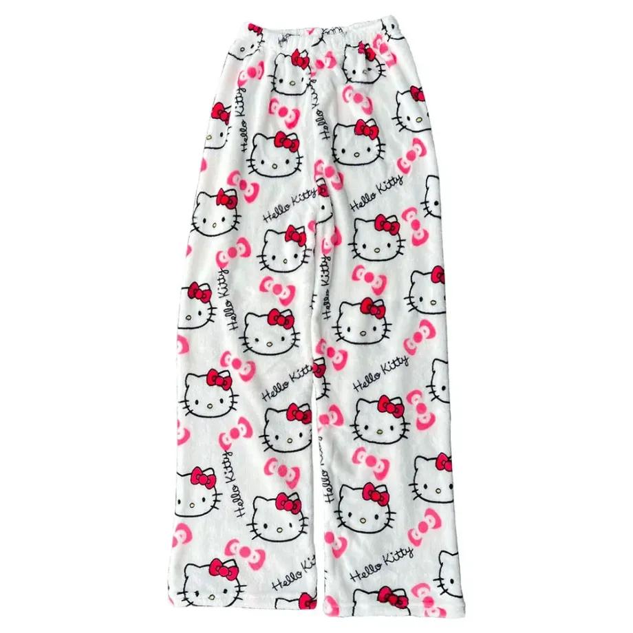 Dámské pyžamové kalhoty Hello Kitty z flanelu