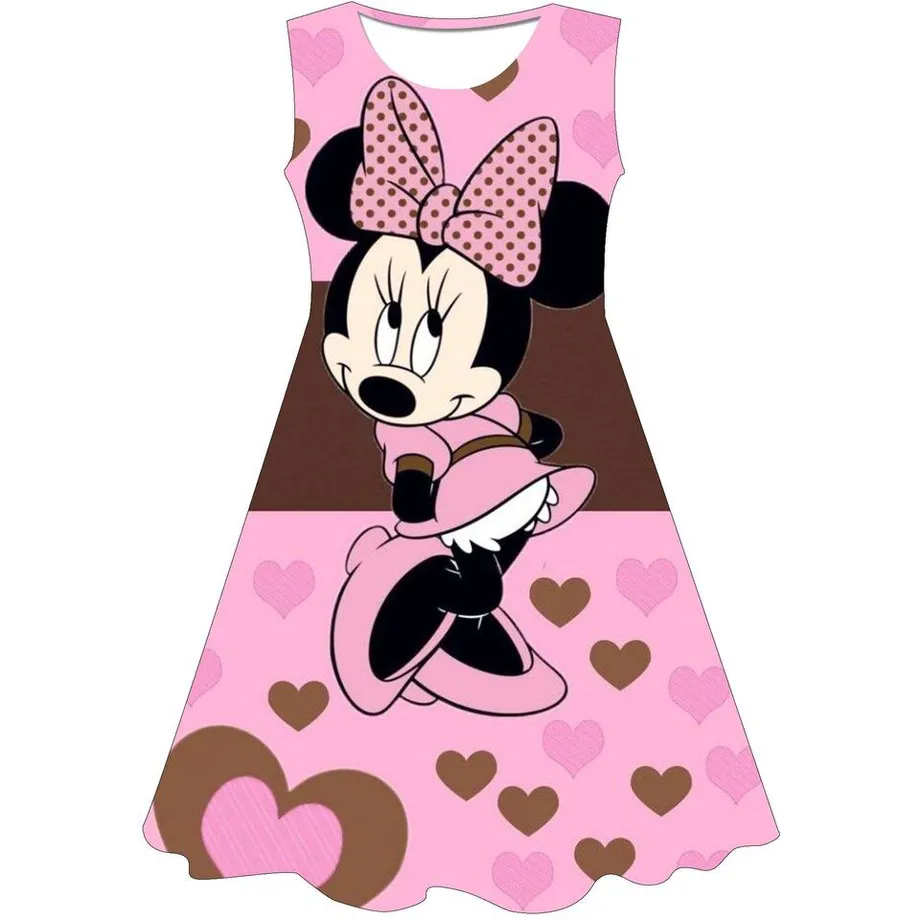 Dívčí letní šaty bez rukávů s motivem oblíbené Minnie Mouse