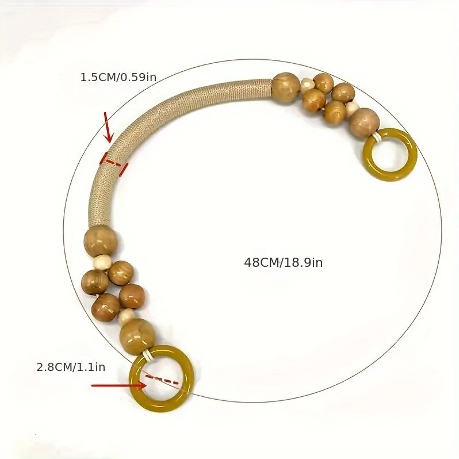 Dřevěné korálkové ucho na kabelku s nylonovým provazem - pro vlastní háčkované tašky