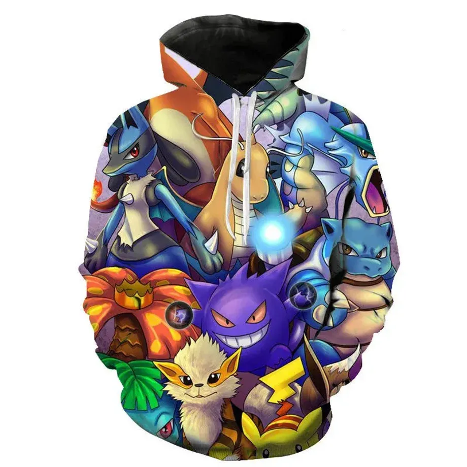 Stylová unisex mikina s klokánkou a potiskem Pokémon Pikachu