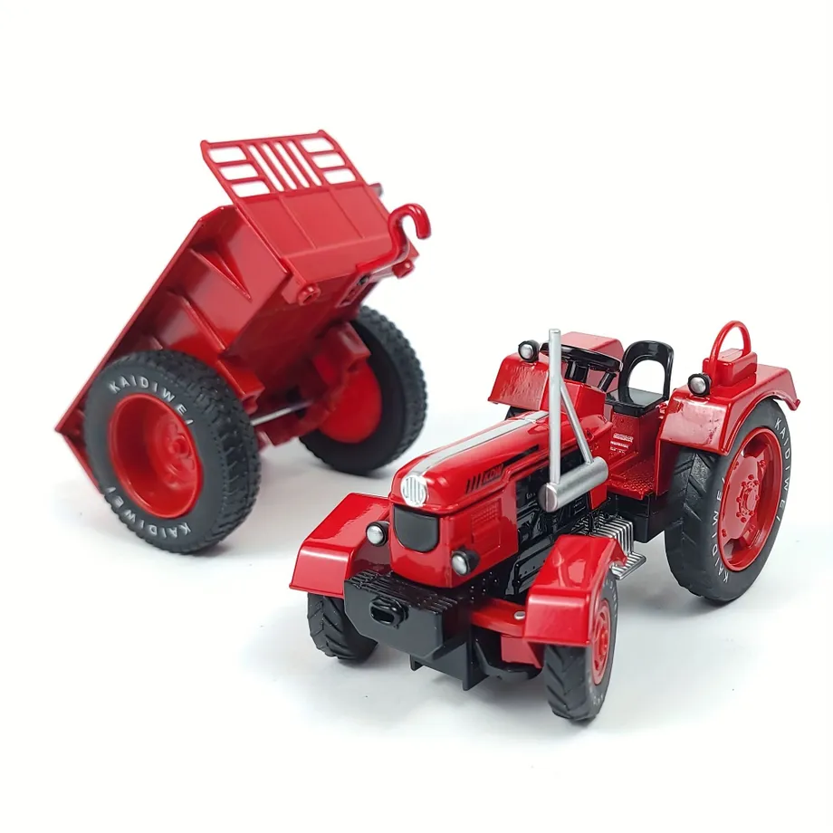 Retro traktor s vlekem 1:18 - kovový model