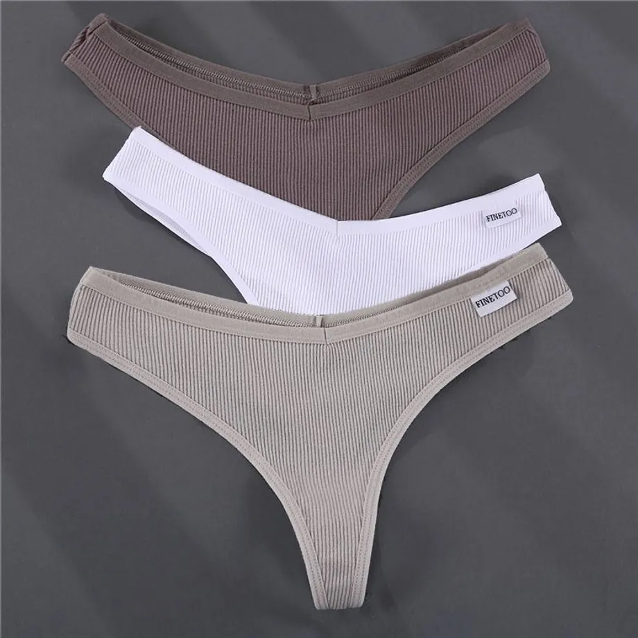 Bavlněné jednobarevné sexy dámské tanga set-11 l