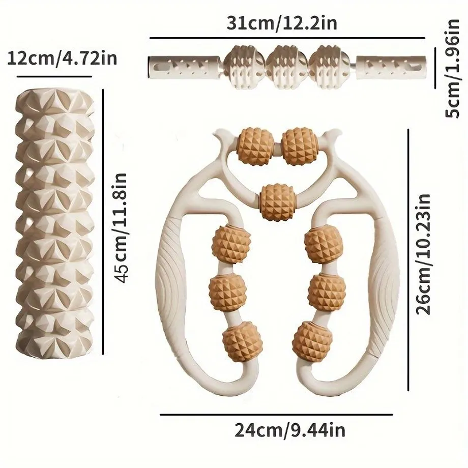 1 Sada Cvičebního Vybavení Na Jógu, Včetně 3 Kolečkového Masážního Válečku, Jógového Masážního Sloupku, 9 Kolečkových Svorek Na Nohy, Vhodné Pro Tvarování Postavy, Relaxaci Svalů