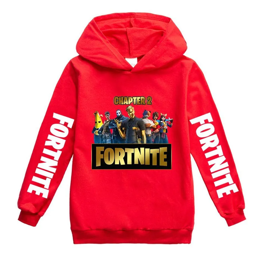 Dětská mikina s kapucí a potiskem na rukávech a hrudníku Fortnite