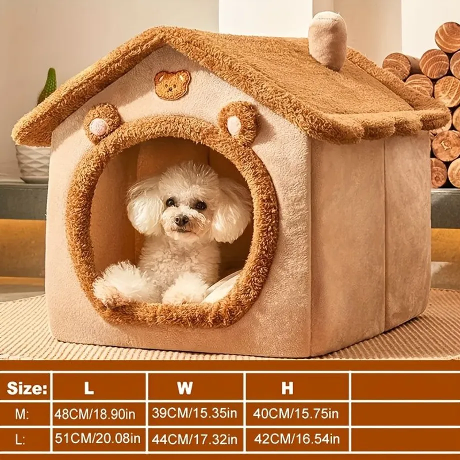 1pc Pet Bed House For Dogs, Removable And Washable Dog Kennel House, Winter Warm Dog Bed Soft And Comfortable Puppy Cave Nest