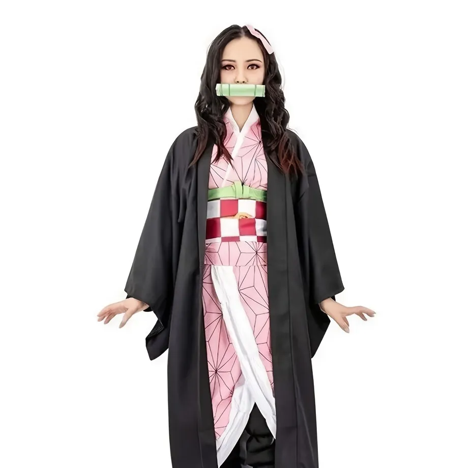 Anime Cosplay Kostýmní Set - Kimono s Grafickým Potiskem, Dámské Oblečení