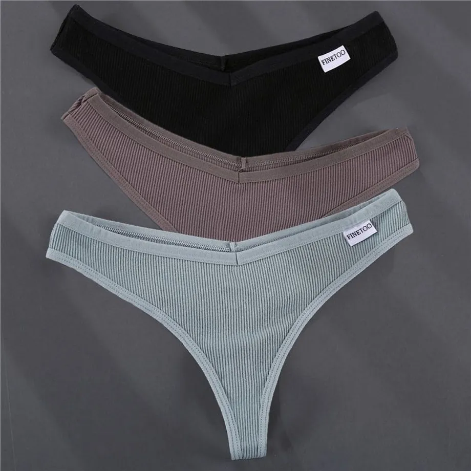 Bavlněné jednobarevné sexy dámské tanga set-6 m