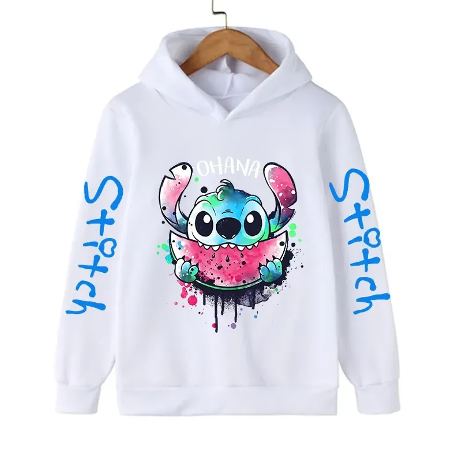 Dětská mikina s kapucí a roztomilým potiskem Stitch