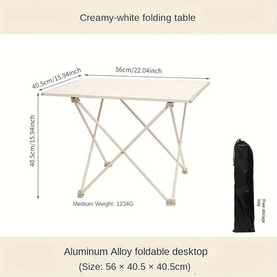 Skládací stůl z ultralehké hliníkové slitiny - Piknik, BBQ, kempování, cestování, rybaření, pláž