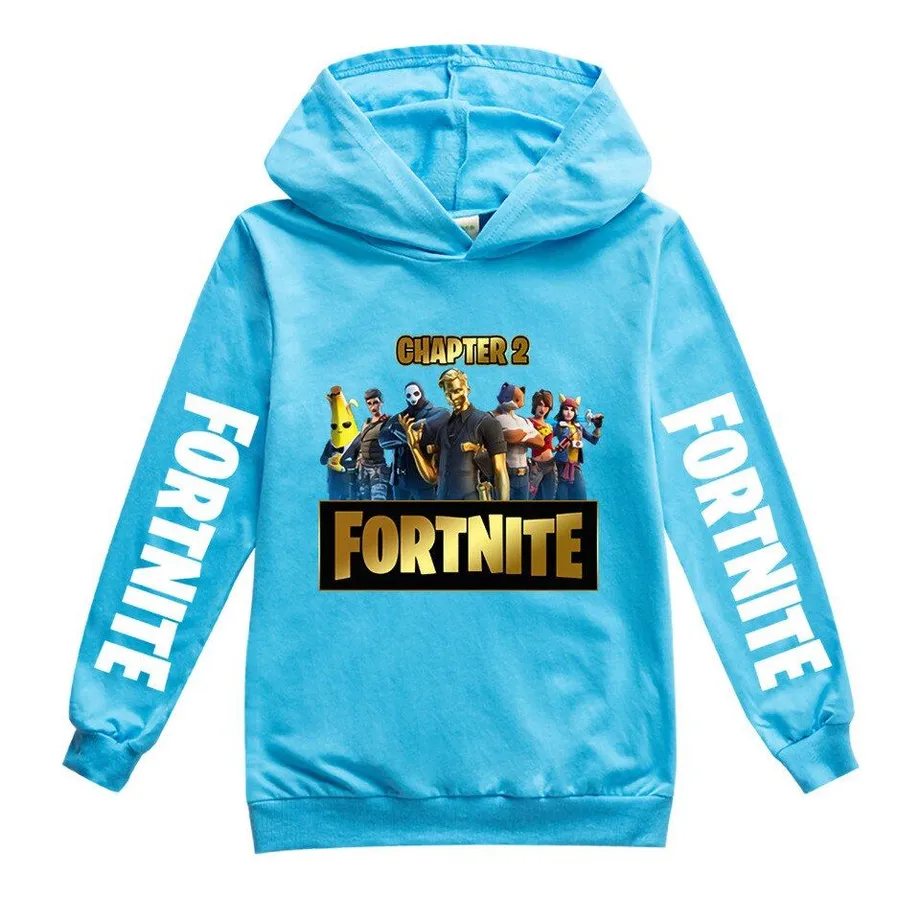 Dětská mikina s kapucí a potiskem na rukávech a hrudníku Fortnite