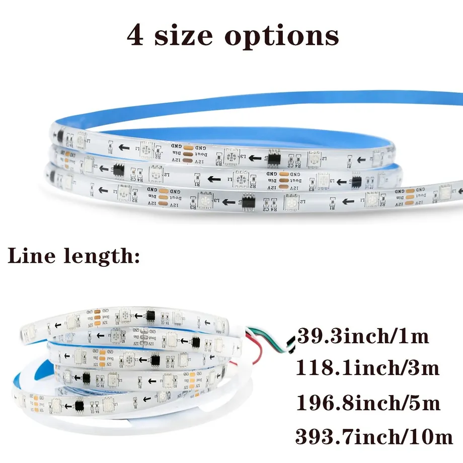 5050 RGB LED pásková světla Změna barvy hudby, chytrá aplikace Dálkové ovládání, LED pásková světla pro zahradní dekorace Domácí dekorace Obývací pokoj, Halloween, Vánoce, Svatební výzdoba, Nástěnná výzdoba, Na kempování, párty, Perfektní dárek k Vánocům