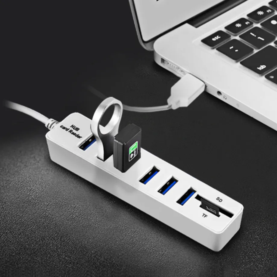 Vysokorychlostní rozbočovač USB HUB 2 v 1 Čtečka karet SD - 2 barvy