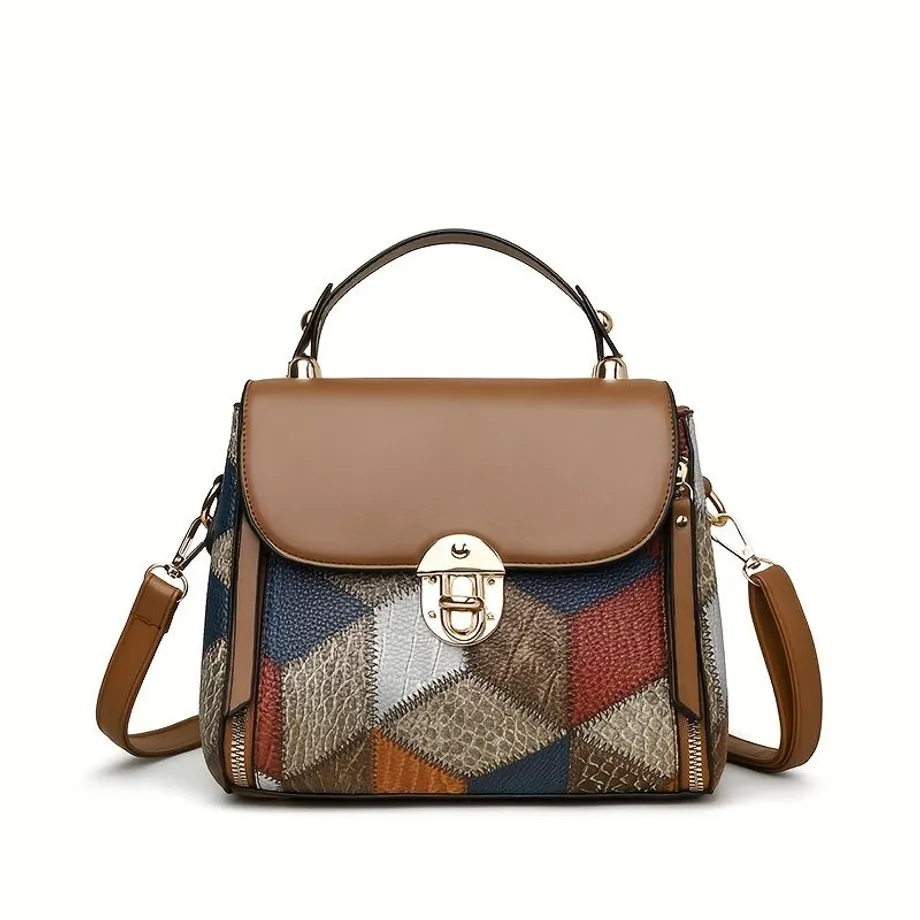 Retro Geometrická Kabelka | Mini módní crossbody | Dámská kabelka s ozdobnou sponou