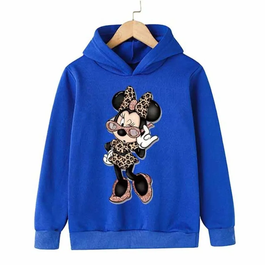 Dětská stylová mikina s kapucí a pohádkovým potiskem Mickey a Minnie