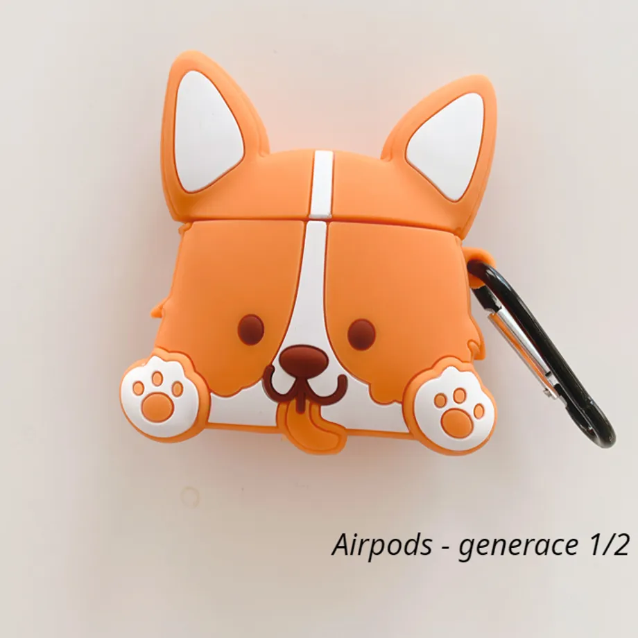 Roztomilé pouzdro na sluchátka Airpods - psík Corgi