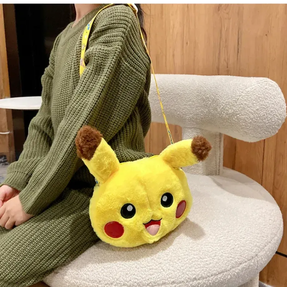 Dětská kabelka s popruhem přes rameno ve tvaru hlavy Pokémon Pikachu