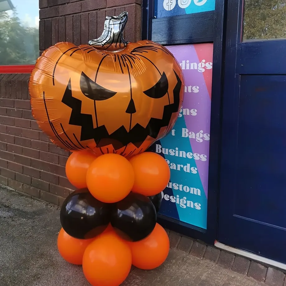 Strašidelné dýňové balónky na Halloween: 2 kusy obřích děsivých dýňových balónků z aluminiové fólie