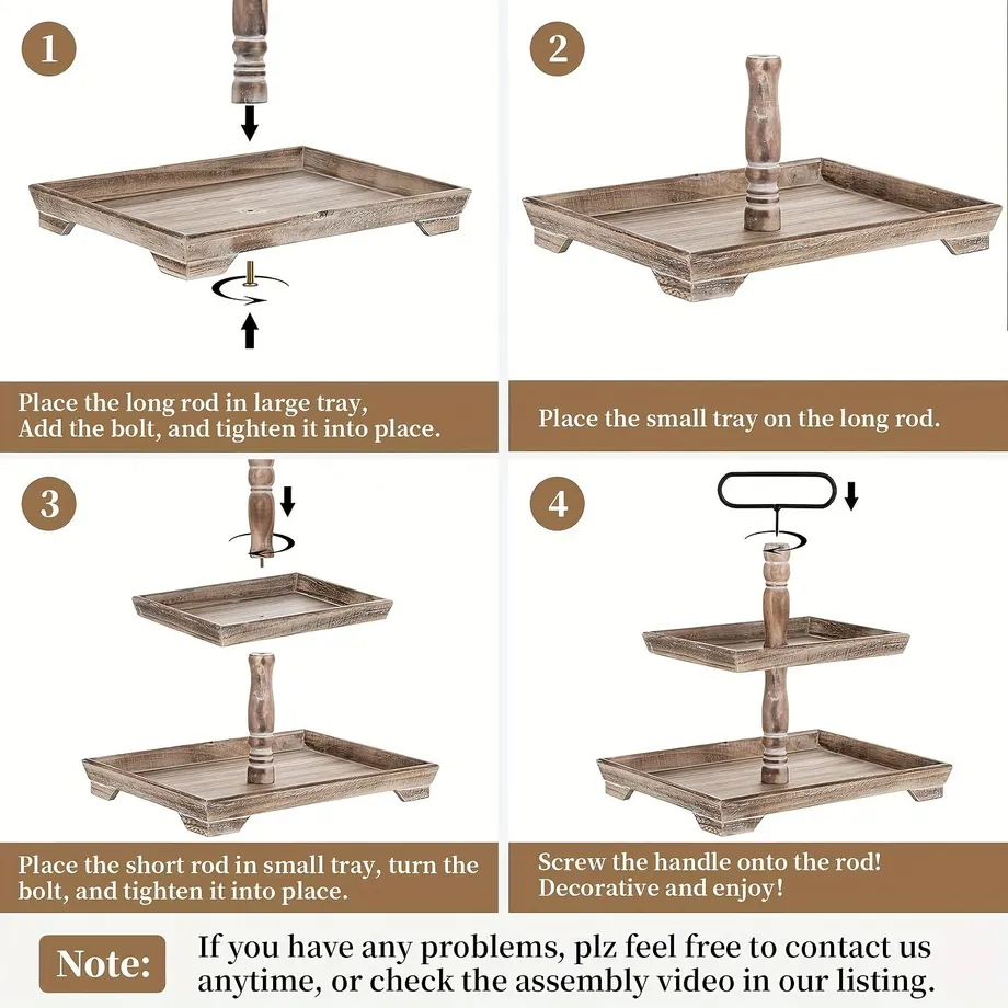 2patrové dřevěné tácy na farmářský stůl: Rustikální dekorace servírovacího tácu