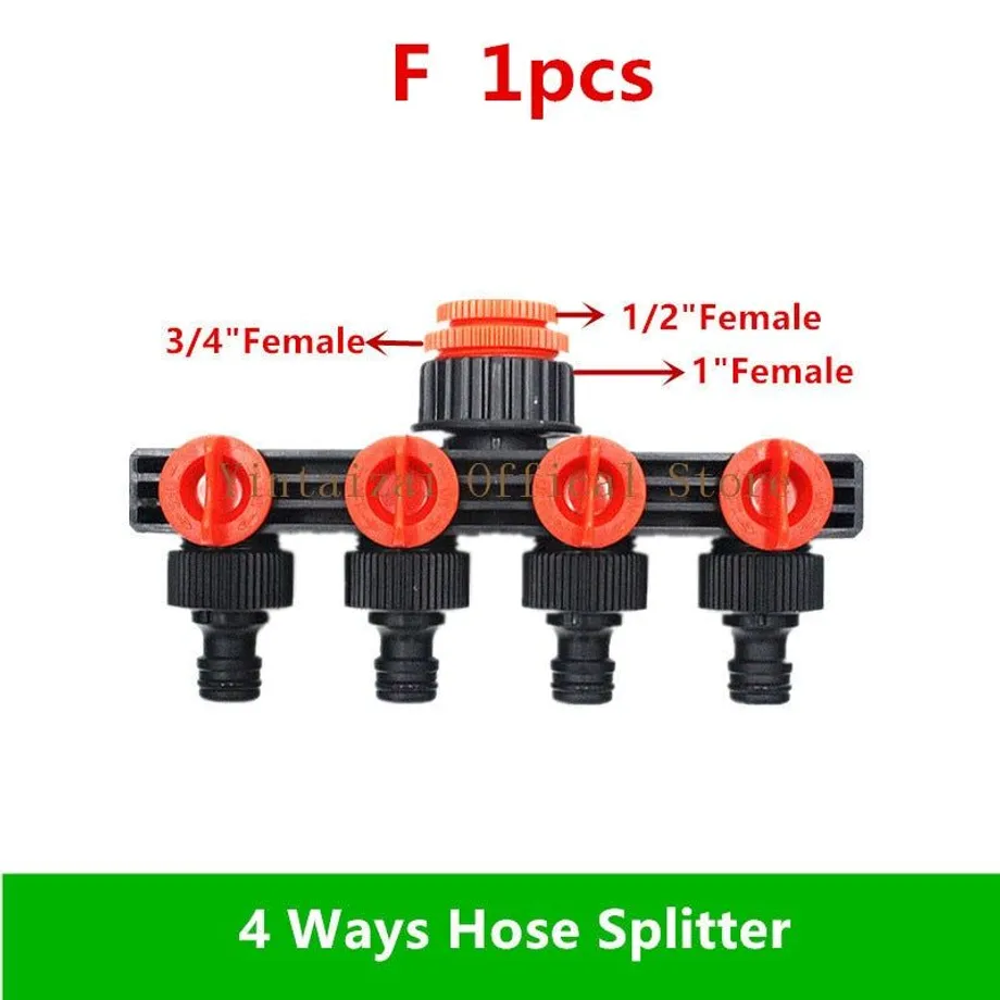 1PC 3/4" čtyřcestný plastový zahradní hadicový rozdělovač typu Y pro venkovní kohoutky a baterie