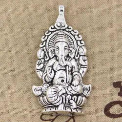 Přívěsky na šperky s motivy Ganesha, Buddhy a slona v provedení antické bronzové a stříbrné barvě (62x32mm)