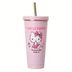 1ks 750ml Sanrio Cute Hello Kitty Pohár Na Vodu, S Brčkem, Nerezová Vakuová Láhev Na Vodu Pohár Na Vodu Do Auta