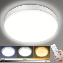 Kruhové LED stropní svítidlo 24W s dálkovým ovládáním, stmívatelné, IP54 voděodolné, 2200LM, vhodné pro obývací pokoj, ložnici, balkon a chodbu.