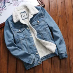 Dámská denim sherpa Jaqueta