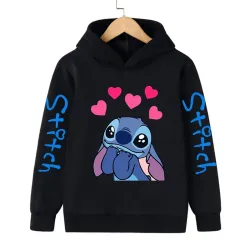 Dětská mikina s kapucí a roztomilým potiskem Stitch