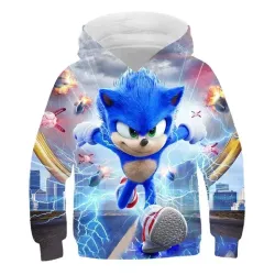 Dětská unisex mikina s kapucí a motivy 3D potisku ježka Sonic