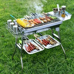 Gril na dřevěné uhlí, přenosný, skládací, 1 ks - vybavení na BBQ a kempování